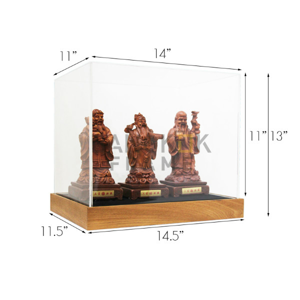 กรอบกล่องใสโชว์สินค้าฐานไม้